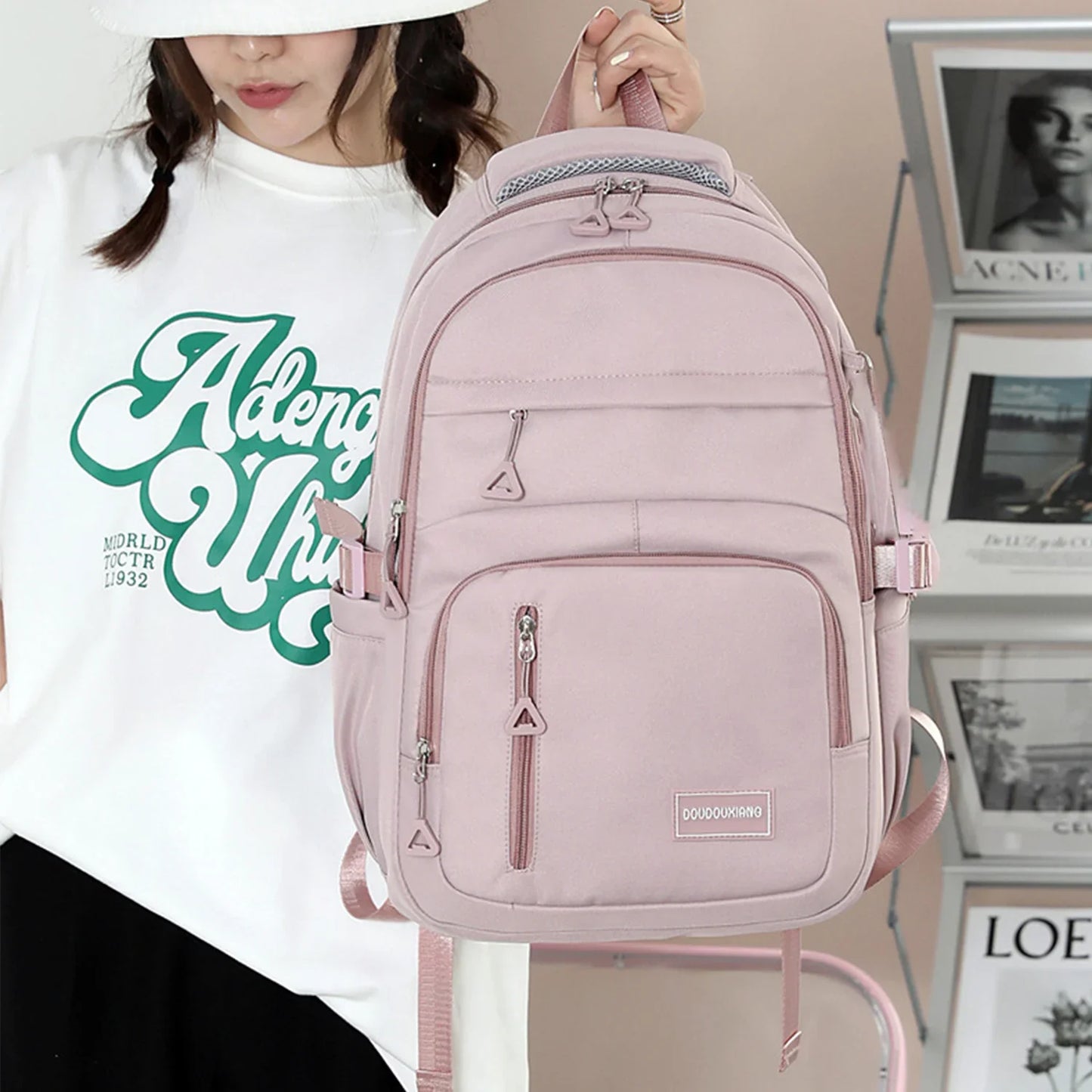 35L - Large Capacity Nylon Laptop Backpack - Cute & Stylish - Perfect for School, Work & Travel