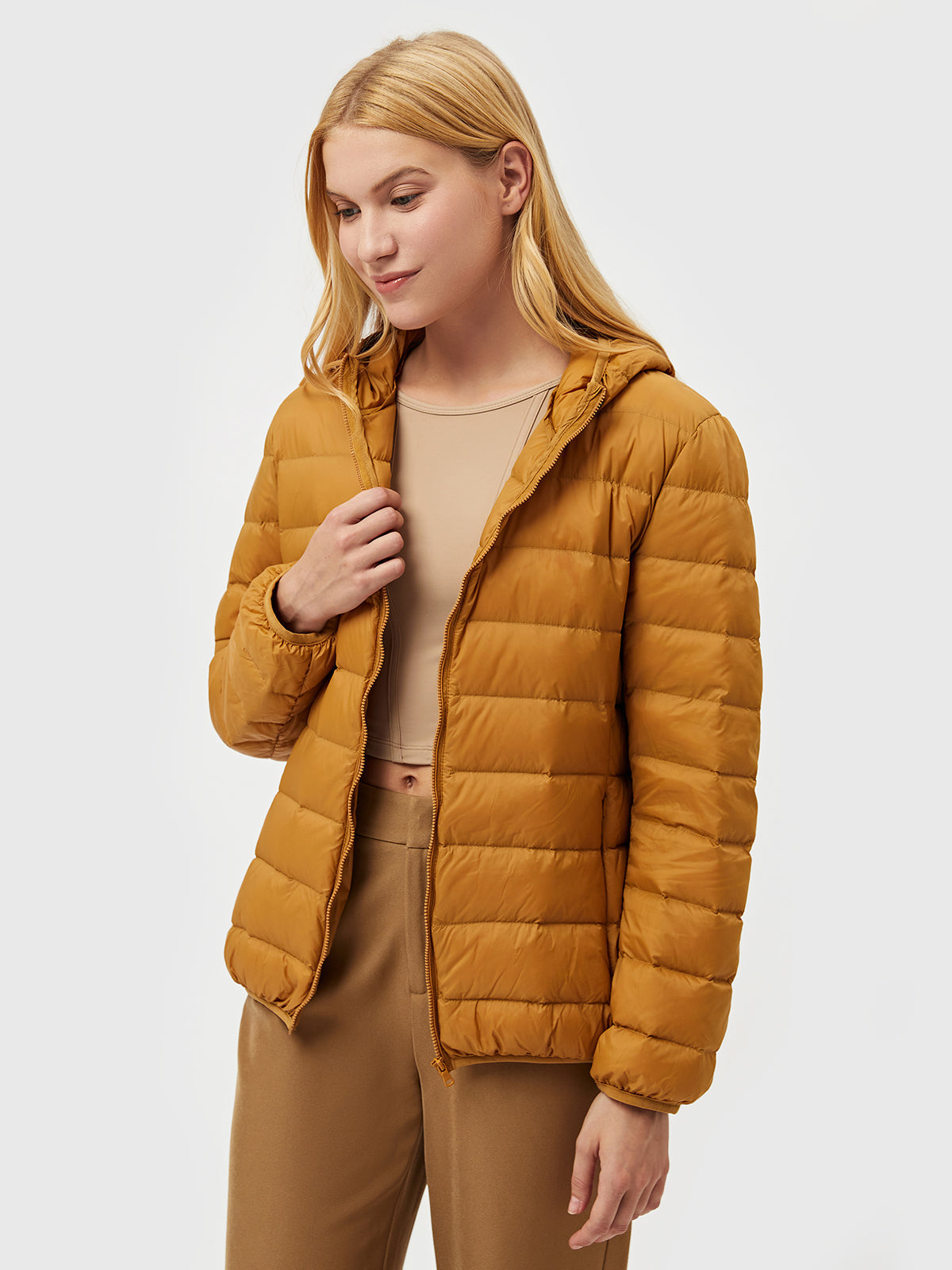 Women's - Featherweight Packable Down Jacket - Hooded Puffer for Cold Weather Travel