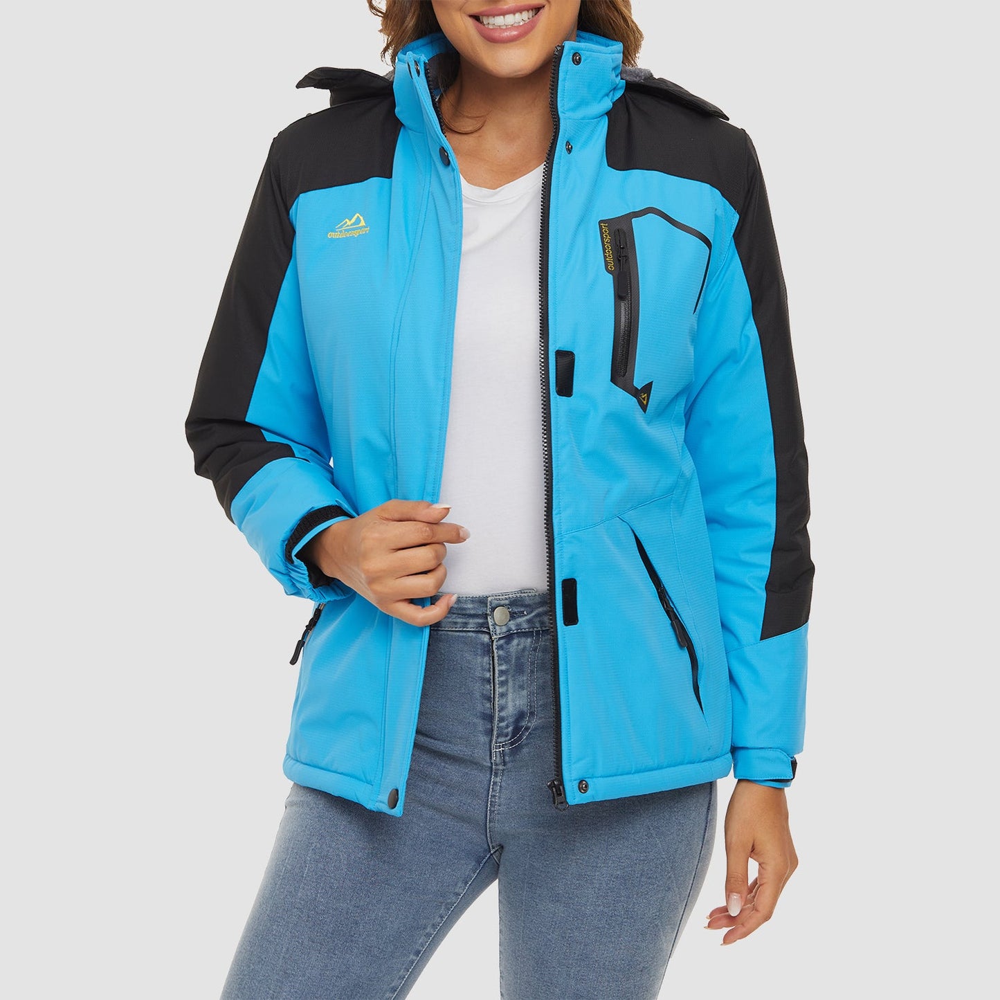 Women's - Fleece Ski Jacket – Water-Resistant, 4 Pockets – Winter Outerwear
