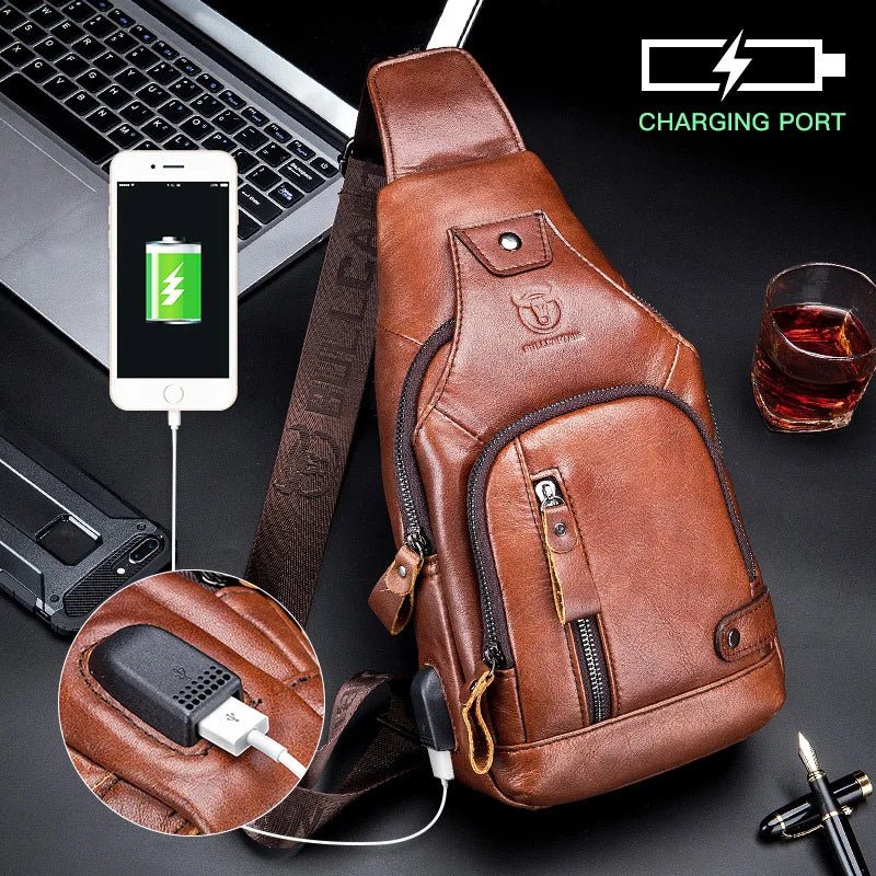 20L - Crossbody Bag - Genuine Leather with USB Port - Stylish & Functional Travel Companion