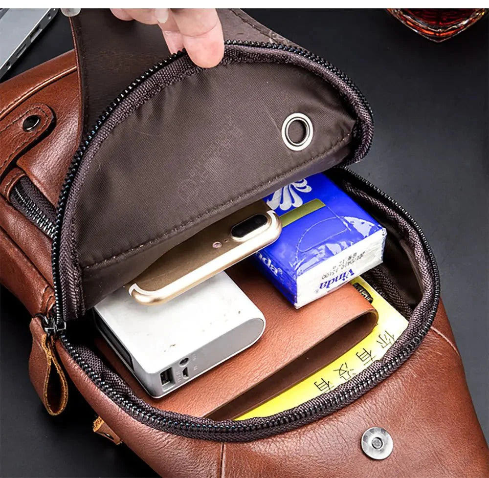 20L - Crossbody Bag - Genuine Leather with USB Port - Stylish & Functional Travel Companion