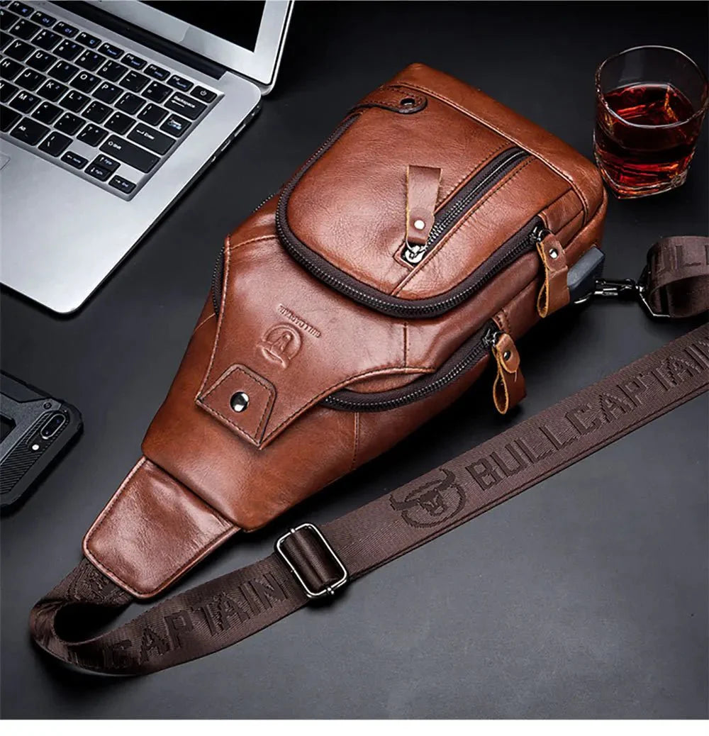 20L - Crossbody Bag - Genuine Leather with USB Port - Stylish & Functional Travel Companion