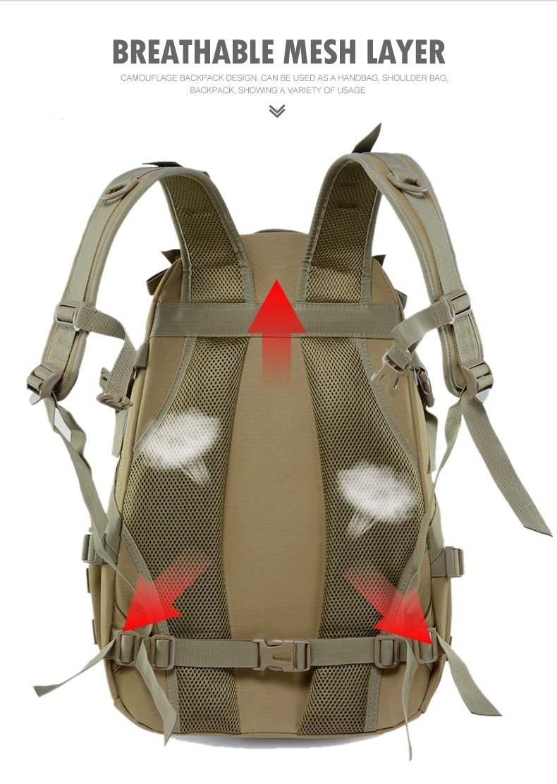 30L - Military Tactical Outdoor Backpack - Durable, Water-Resistant, Lightweight - Ideal for Hiking and Camping