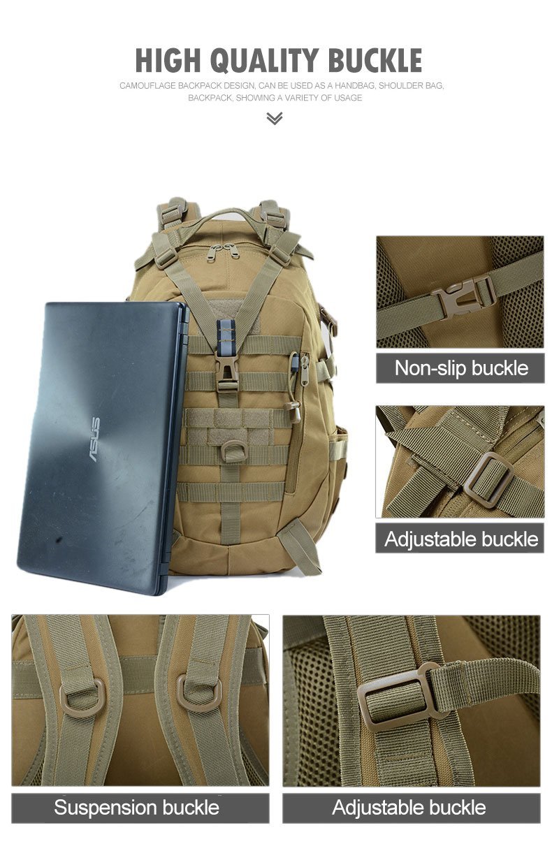 30L - Military Tactical Outdoor Backpack - Durable, Water-Resistant, Lightweight - Ideal for Hiking and Camping
