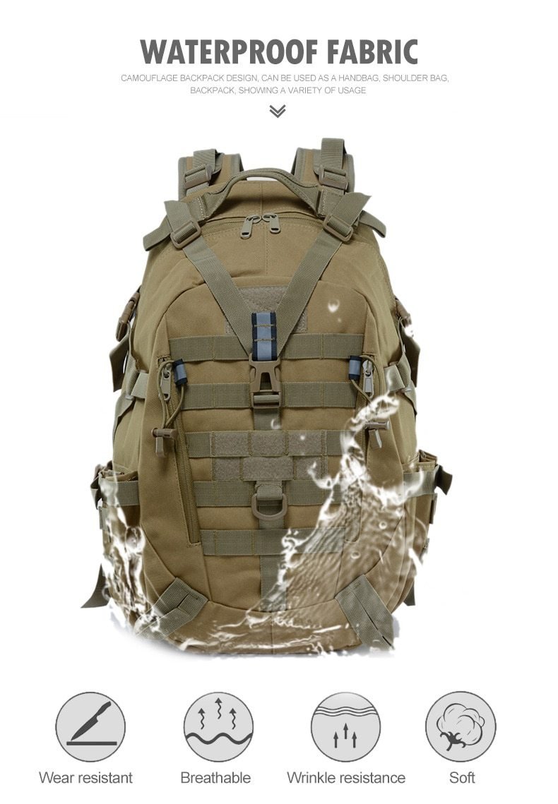 30L - Military Tactical Outdoor Backpack - Durable, Water-Resistant, Lightweight - Ideal for Hiking and Camping