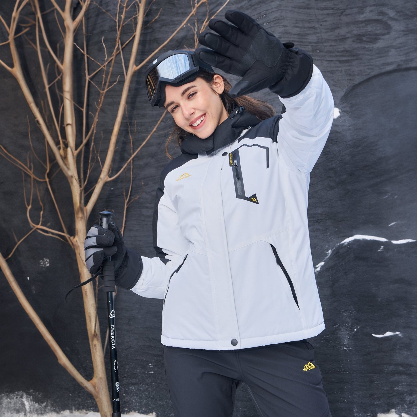 Women's - Fleece Ski Jacket – Water-Resistant, 4 Pockets – Winter Outerwear