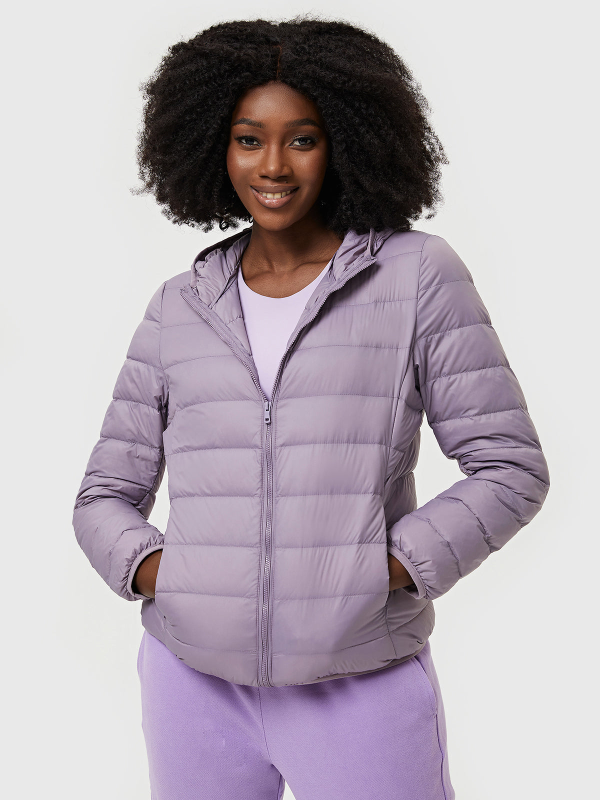 Women's - Featherweight Packable Down Jacket - Hooded Puffer for Cold Weather Travel