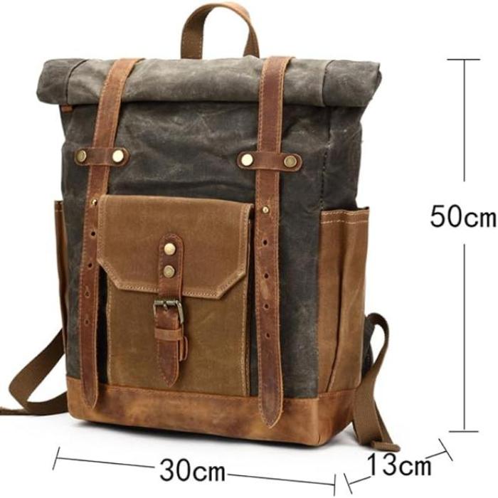 30L - Military Roll-Top Canvas Backpack - Versatile Hiking & Laptop Bag - Durable Travel Companion