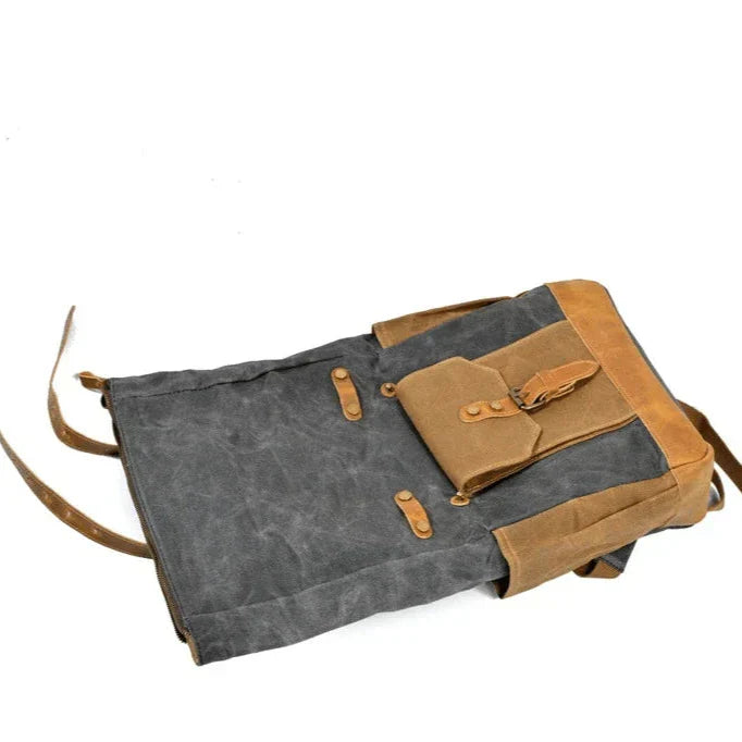 30L - Military Roll-Top Canvas Backpack - Versatile Hiking & Laptop Bag - Durable Travel Companion