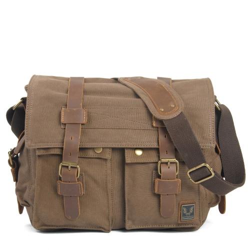 40L - Men's Canvas Leather Messenger Bag - Spacious Shoulder Briefcase - Stylish Travel Handbag