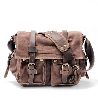 40L - Men's Canvas Leather Messenger Bag - Spacious Shoulder Briefcase - Stylish Travel Handbag