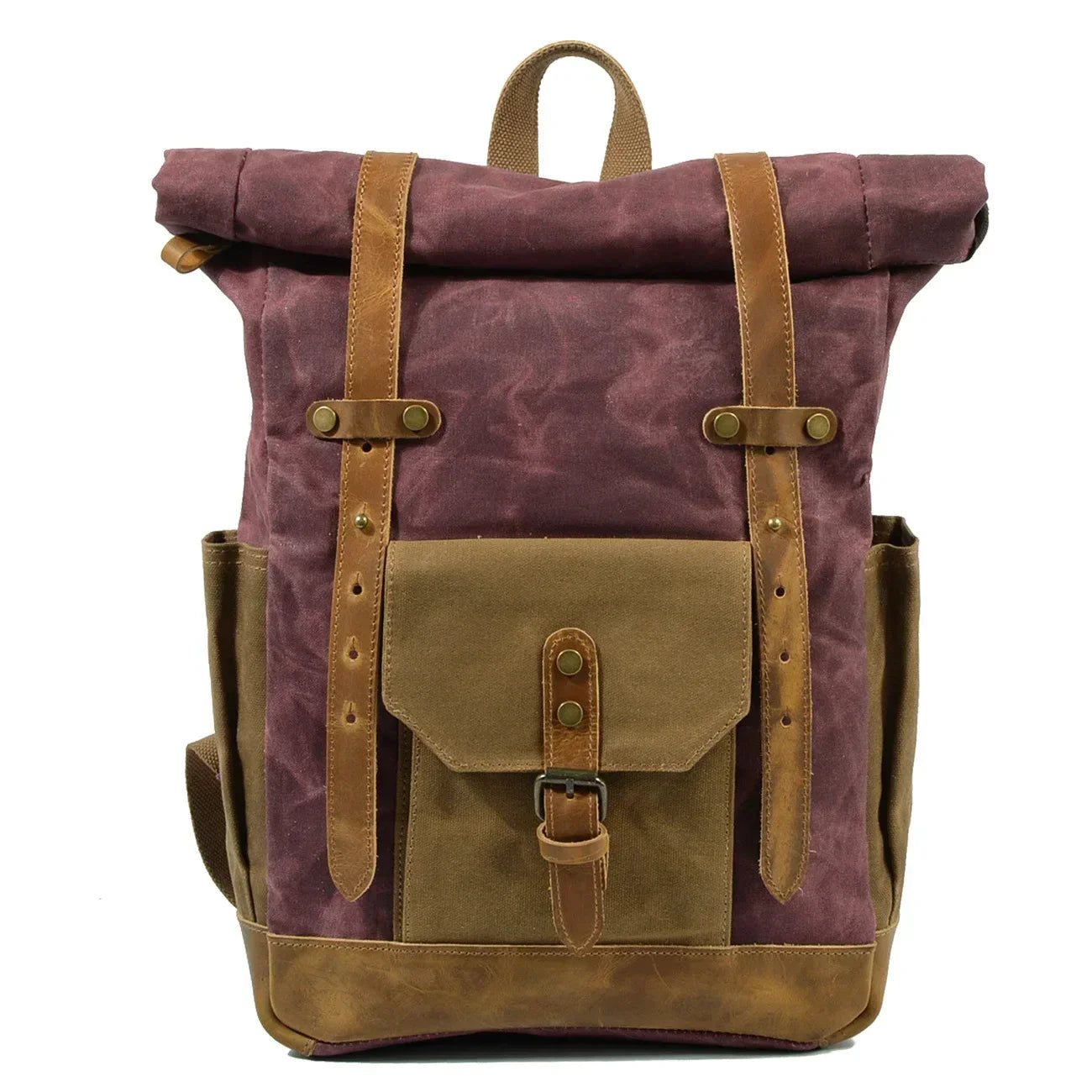 30L - Military Roll-Top Canvas Backpack - Versatile Hiking & Laptop Bag - Durable Travel Companion