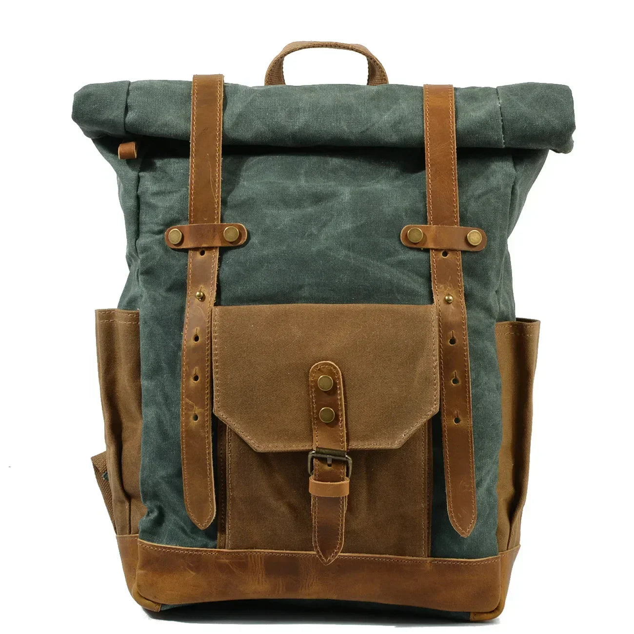 30L - Military Roll-Top Canvas Backpack - Versatile Hiking & Laptop Bag - Durable Travel Companion