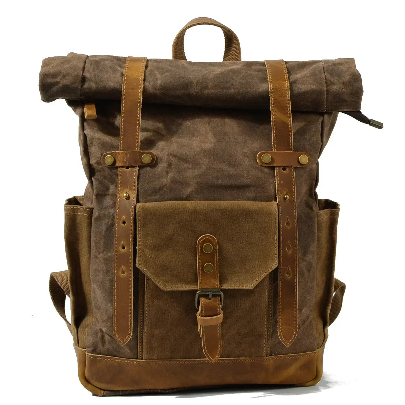 30L - Military Roll-Top Canvas Backpack - Versatile Hiking & Laptop Bag - Durable Travel Companion