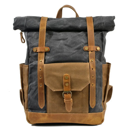 30L - Military Roll-Top Canvas Backpack - Versatile Hiking & Laptop Bag - Durable Travel Companion