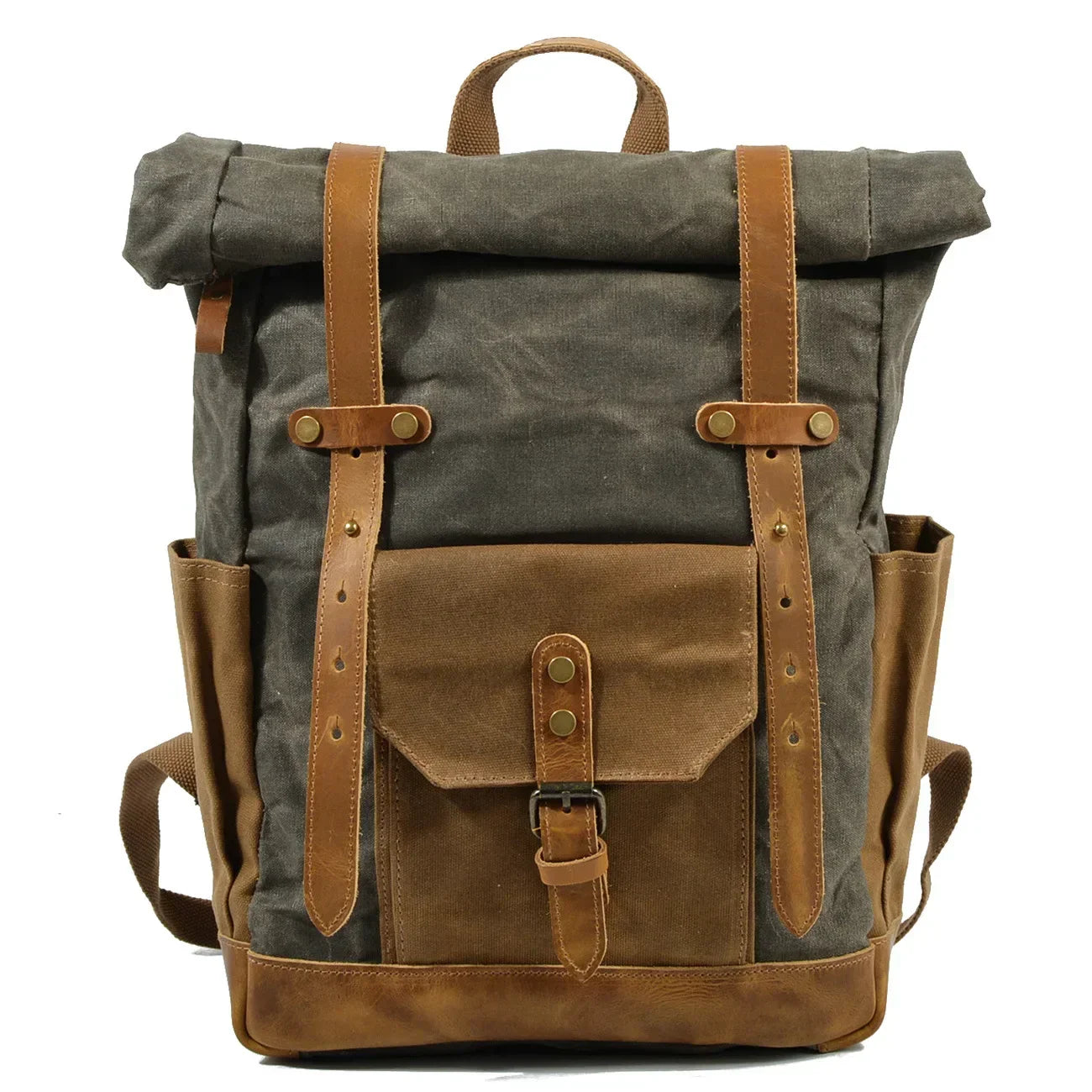 30L - Military Roll-Top Canvas Backpack - Versatile Hiking & Laptop Bag - Durable Travel Companion