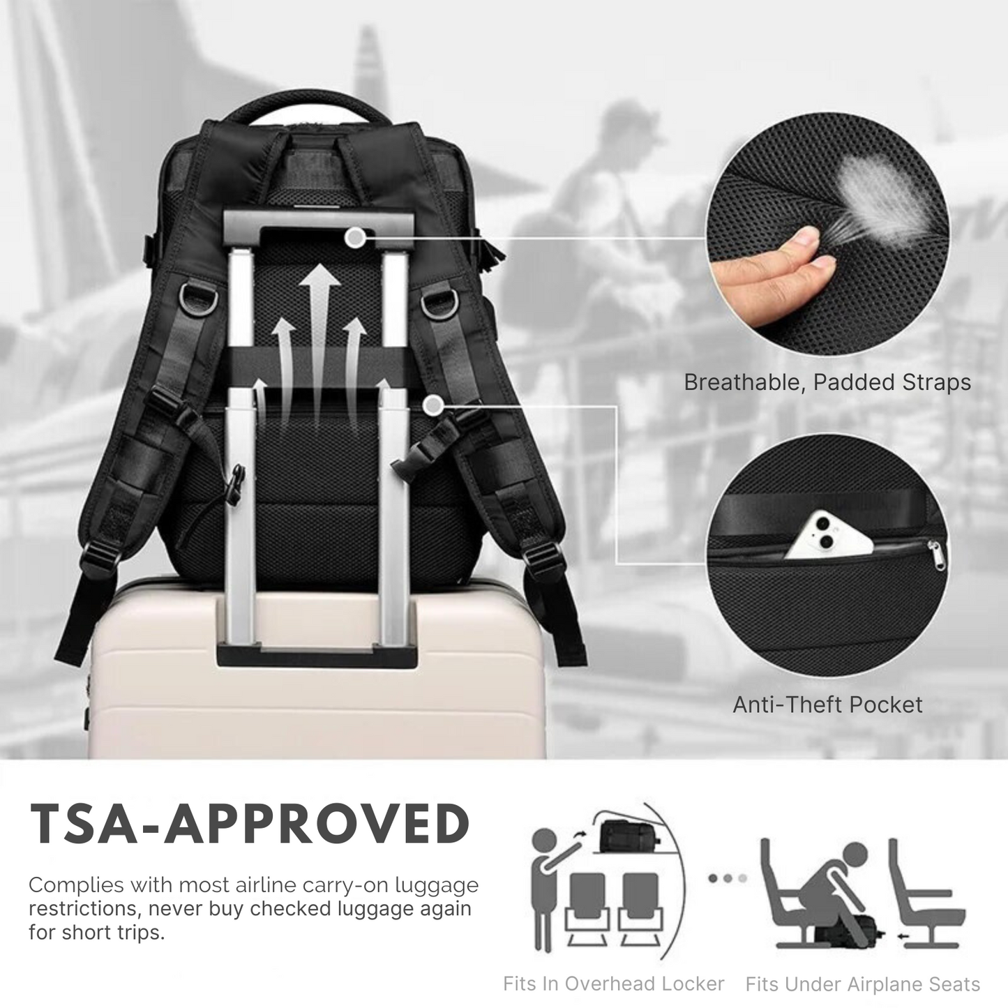 30L - Expandable Carry-On Travel Backpack - Durable, Versatile Design for Adventurers - Lightweight Travel Gear