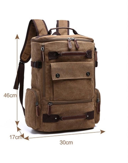 40L - Large Vintage Canvas Backpack - Durable, Stylish Design - Perfect for Travel and Outdoor Adventures