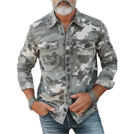 Men's - Shirt - Urban Camo Print - Casual Streetwear Shirt